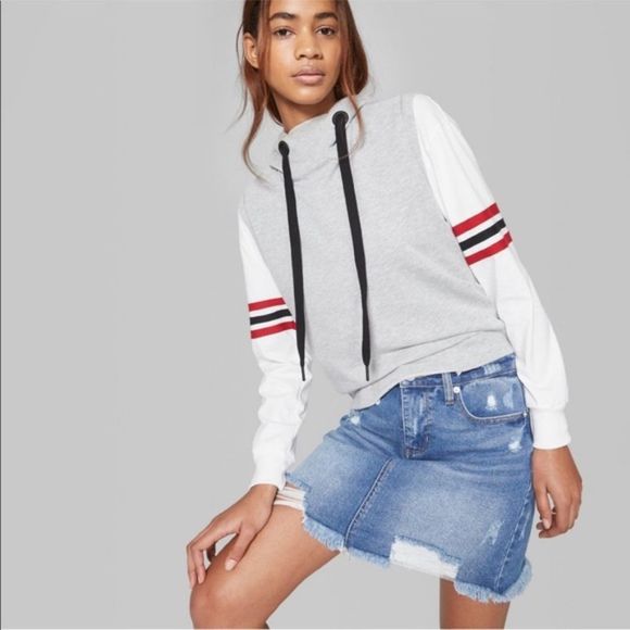 Wild Fable Destructed Denim Mini Skirt New - Picture 3 of 8